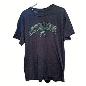 ELITE FAN Michigan State Spartans Dark Gray T-Shirt Large Cotton/Poly MSU NCAA